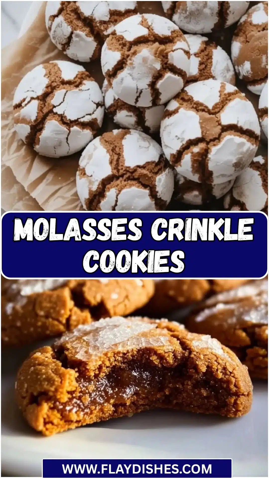 Molasses Crinkle Cookies 12 Freshly baked molasses crinkle cookies with a powdered sugar topping