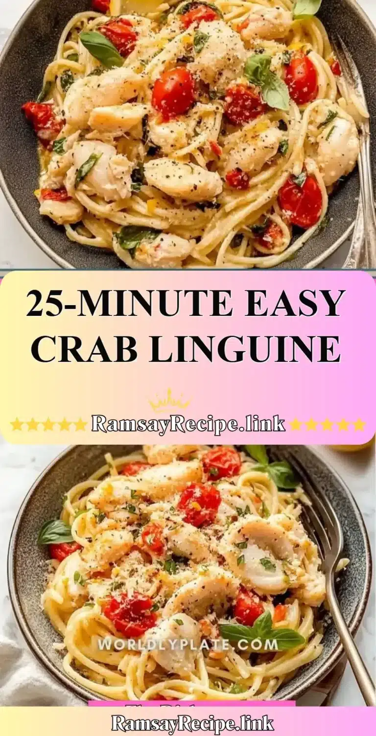 Delicious 25-minute easy crab linguine dish garnished with parsley