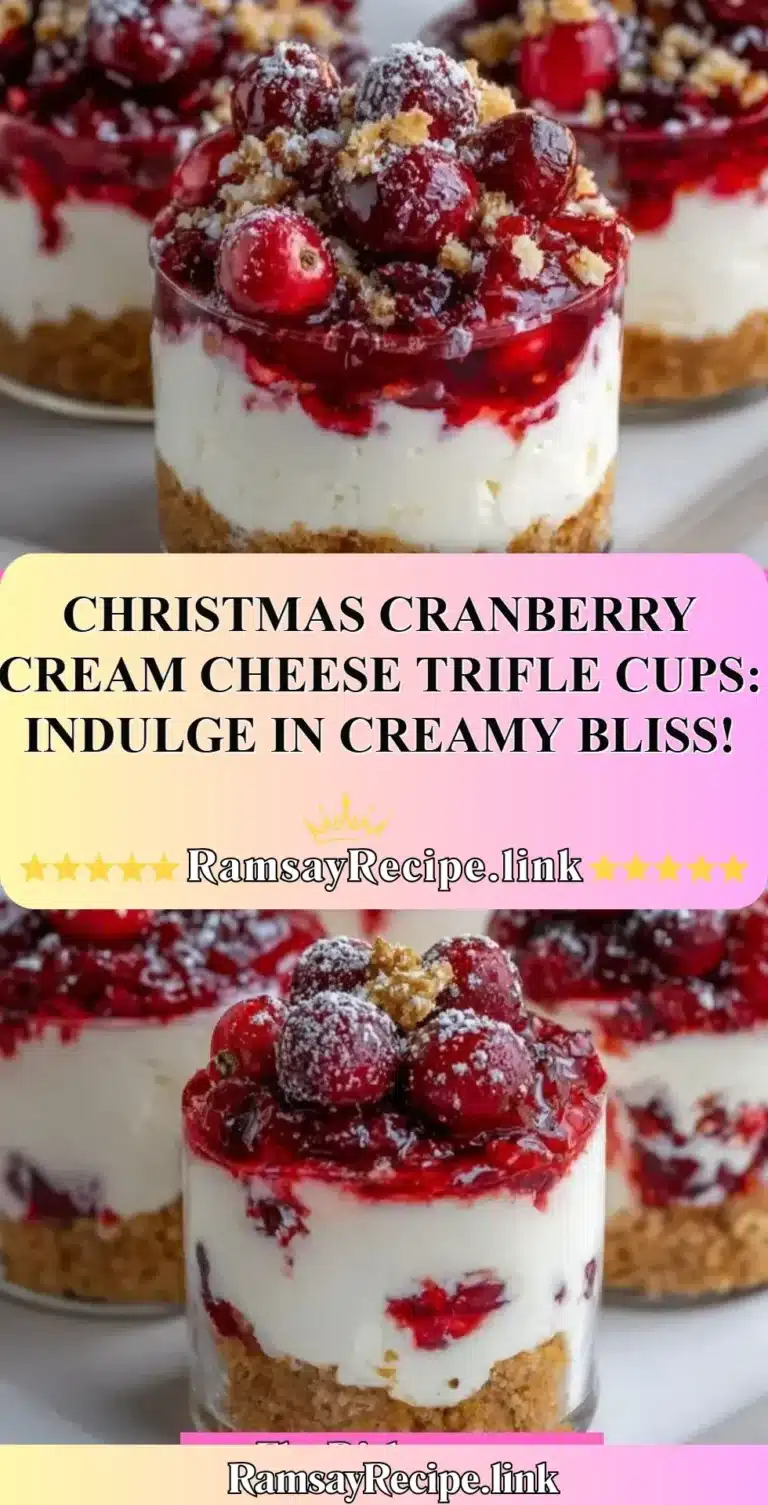 Delicious Christmas Cranberry Cream Cheese Trifle Cups with layers of creamy bliss