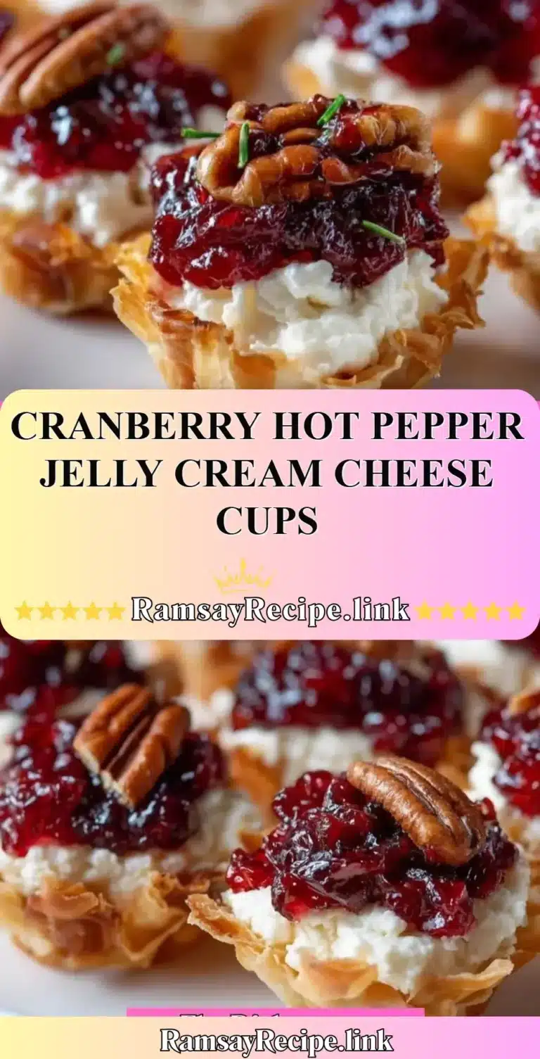 Cranberry Hot Pepper Jelly Cream Cheese Cups served on a platter