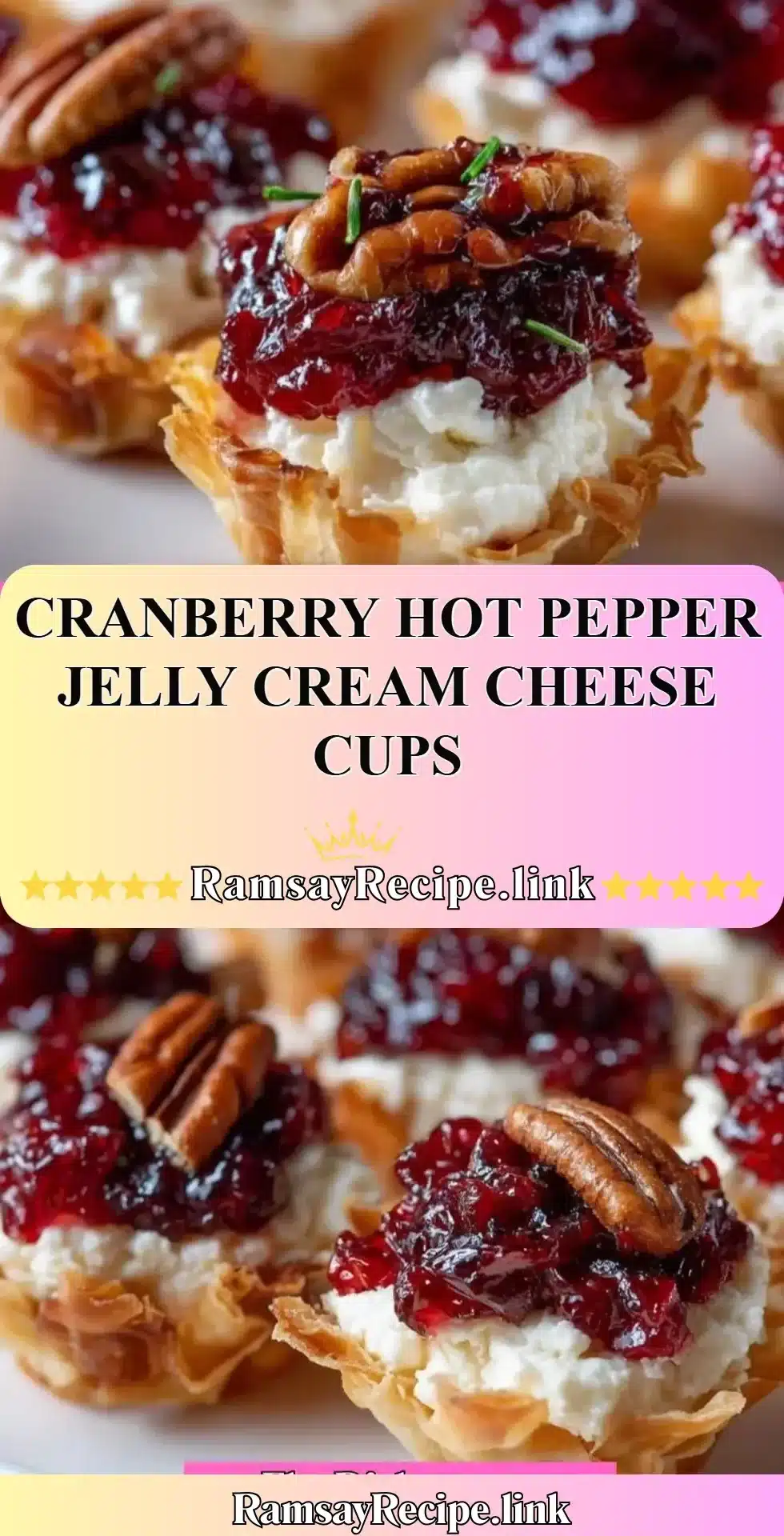 Cranberry Hot Pepper Jelly Cream Cheese Cups 2 Cranberry Hot Pepper Jelly Cream Cheese Cups served on a platter