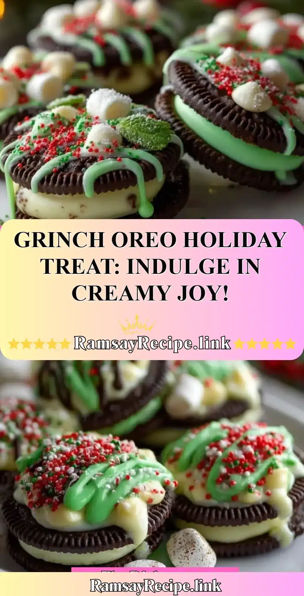 Grinch Oreo Holiday Treat: Indulge in Creamy Joy! 2 Festive Grinch Oreo holiday treat showcasing creamy filling and bright green design.