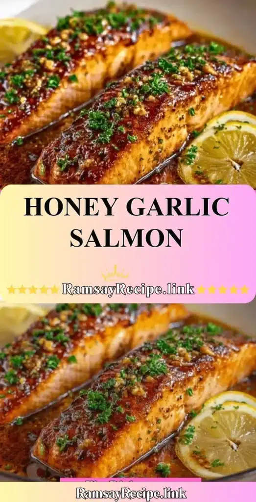 Plate of honey garlic salmon garnished with herbs and served with vegetables