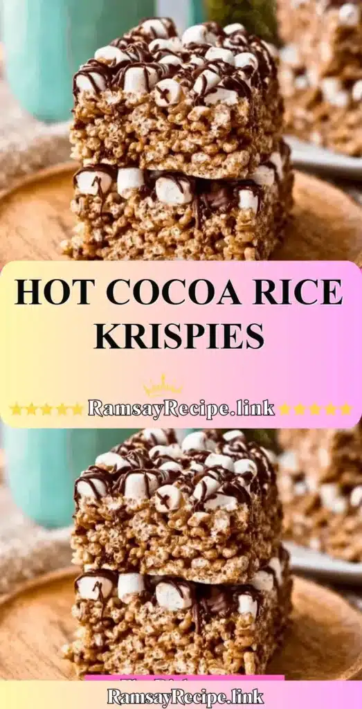Delicious Hot Cocoa Rice Krispies treats topped with marshmallows and chocolate.