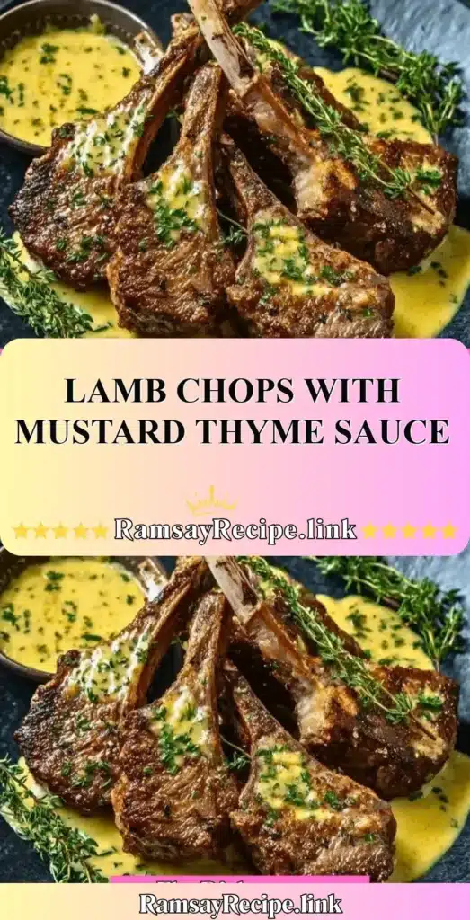 Delicious lamb chops with mustard thyme sauce served on a plate