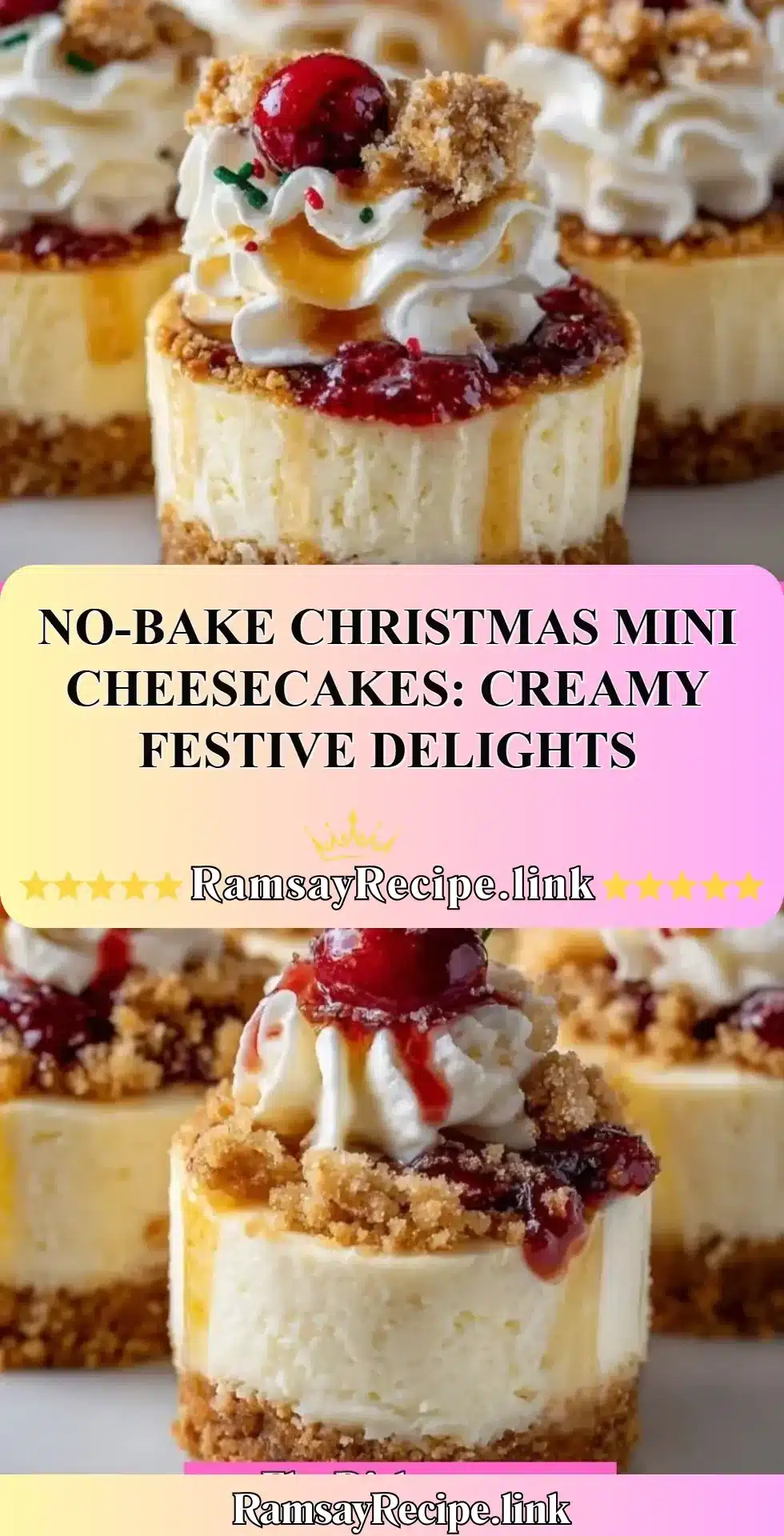 No-Bake Christmas Mini Cheesecakes: Creamy Festive Delights 14 No-bake Christmas mini cheesecakes topped with festive decorations