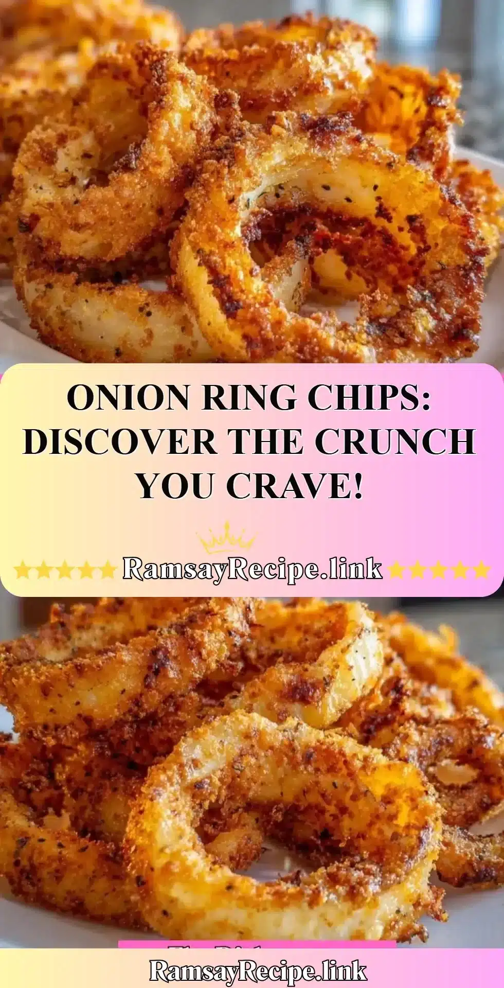 Crispy onion ring chips served in a bowl, perfect for snacking.