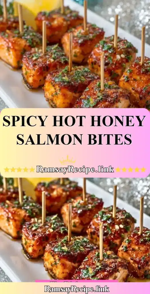 Delicious spicy hot honey salmon bites served on a plate.