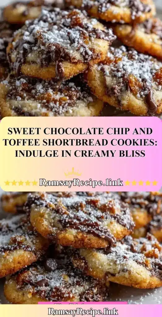 Delicious chocolate chip and toffee shortbread cookies on a plate